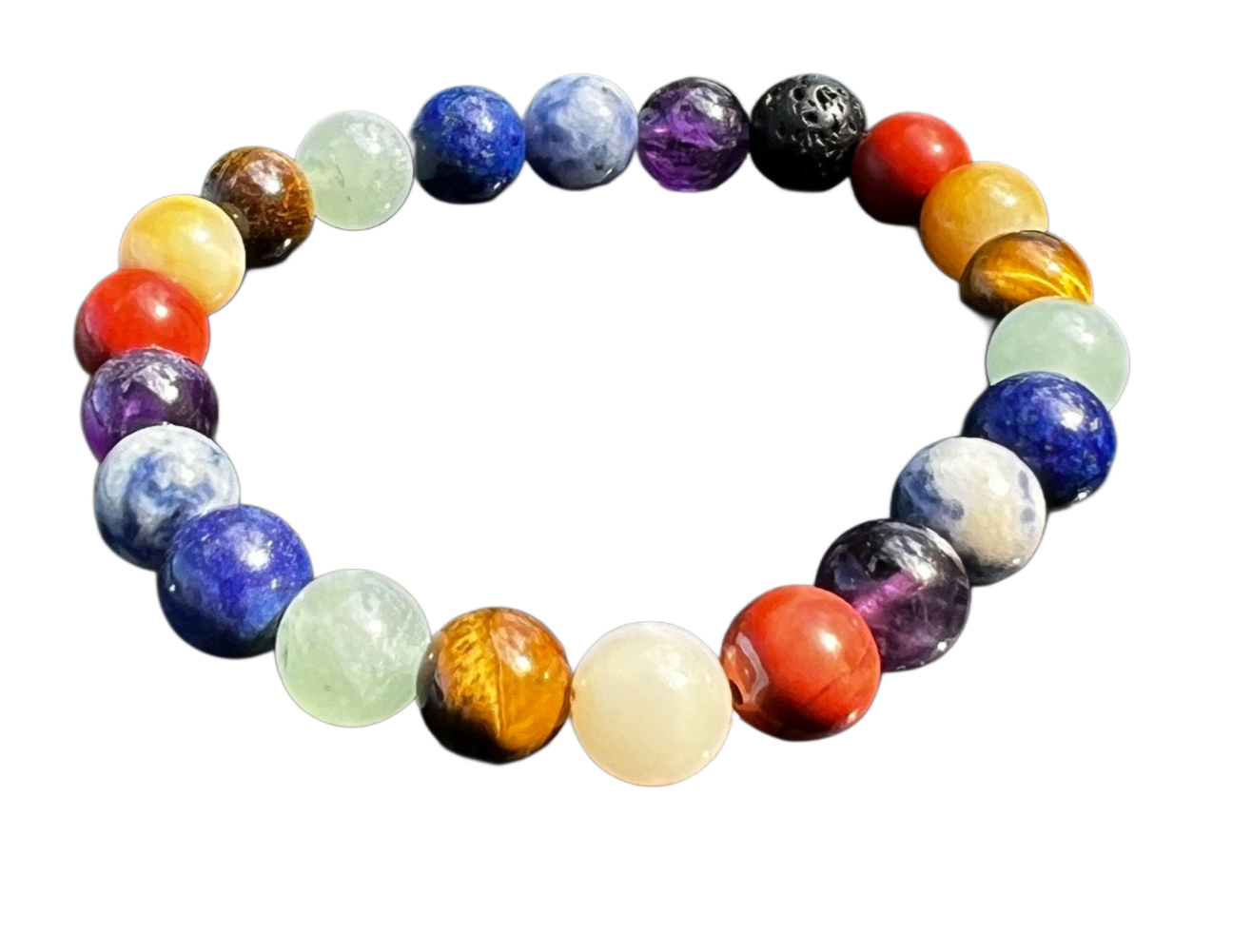 bracelet 7 chakras billes 8mm