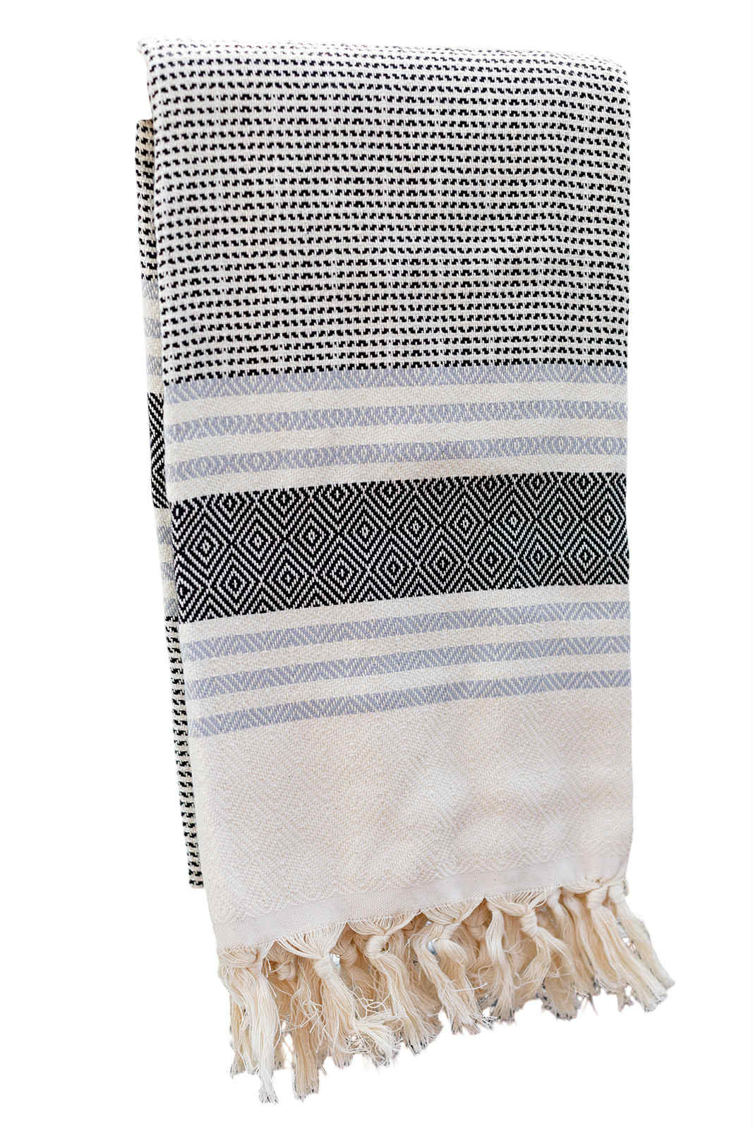 serviette 100% coton turc voyage plage  noir gris et creme 