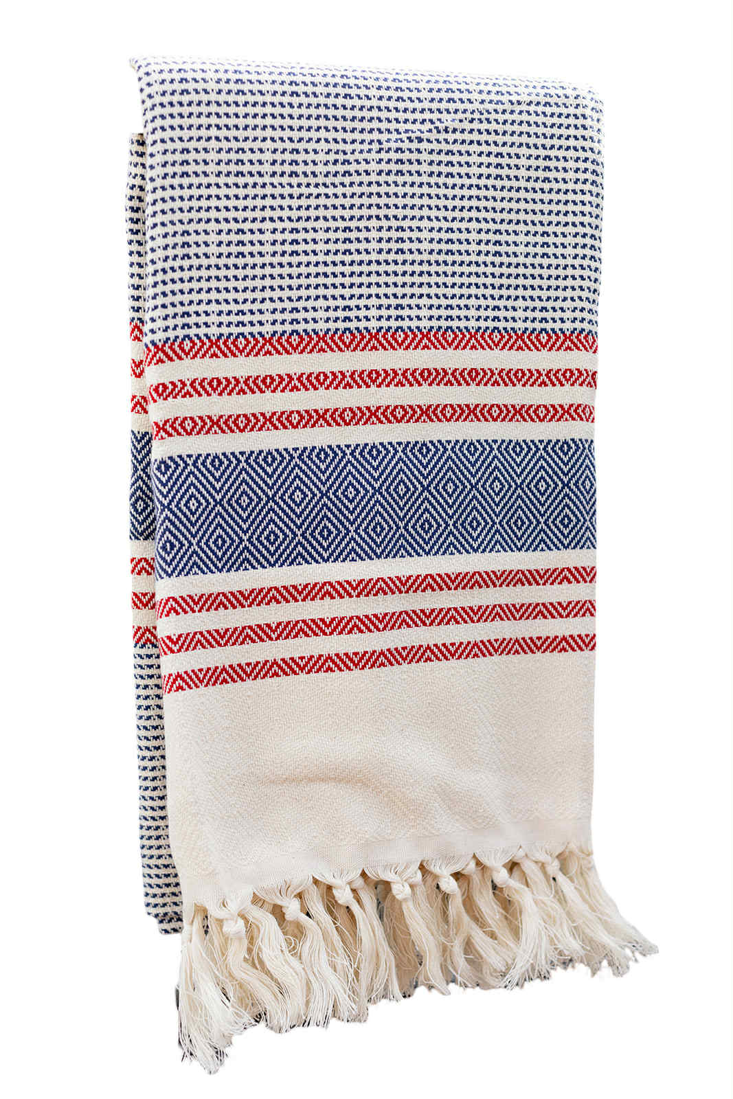 serviette 100% coton turc voyage plage marine rouge et creme