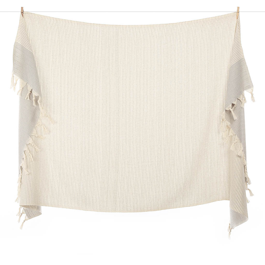 serviette 100% coton turc voyage plage gris et creme 