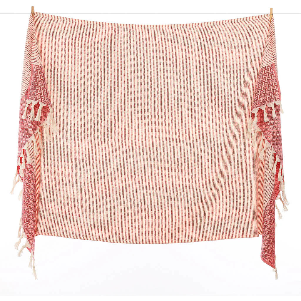 serviette 100% coton turc voyage plage rouge et crème 