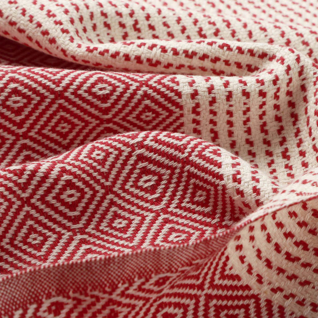 serviette 100% coton turc voyage plage rouge et crème 