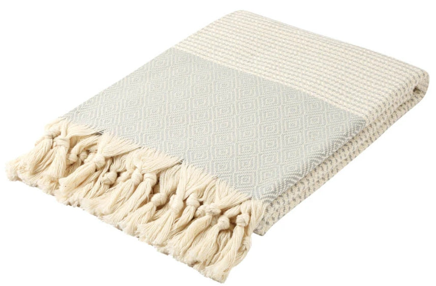 serviette 100% coton turc voyage plage gris et creme 