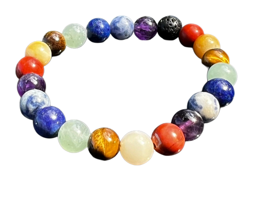 bracelet 7 chakras billes 8mm