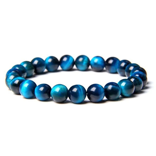 oeil de tigre bleue bracelet billes 8mm